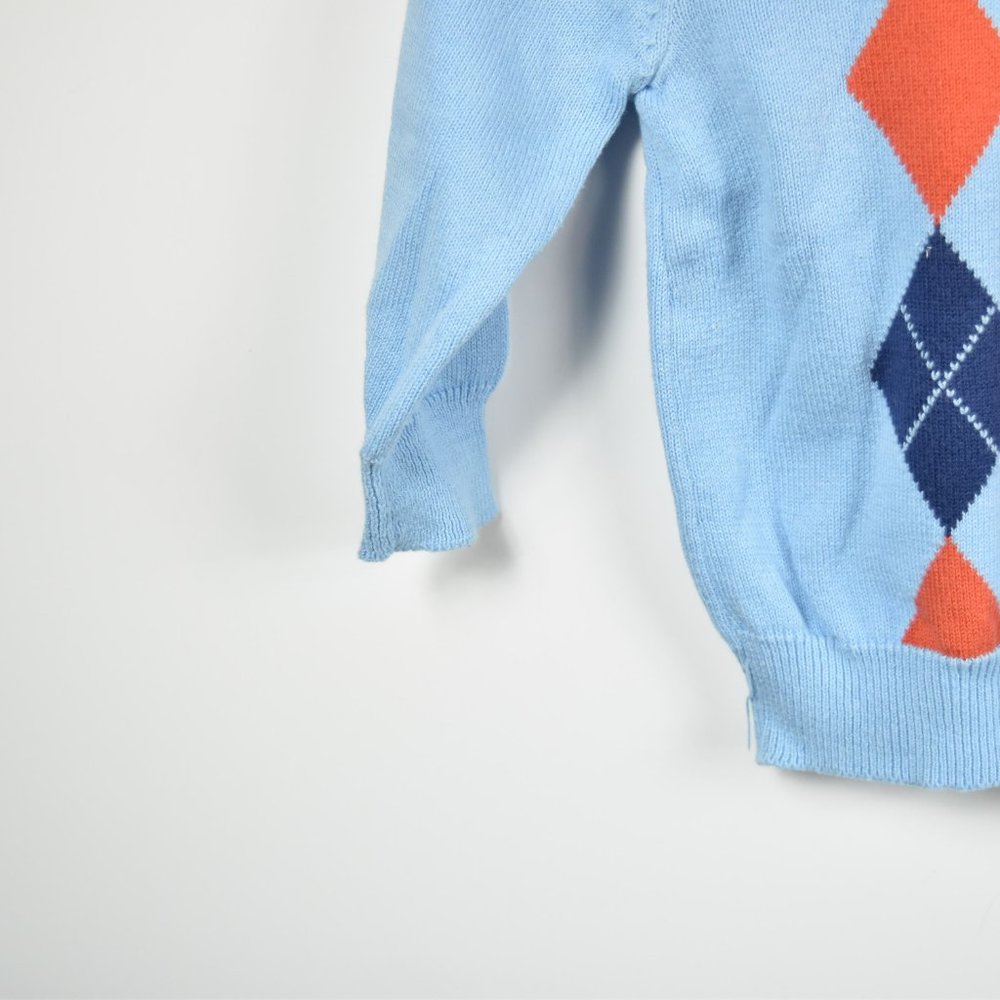 Blue argyle patterned sweater - Picture 4 of 7